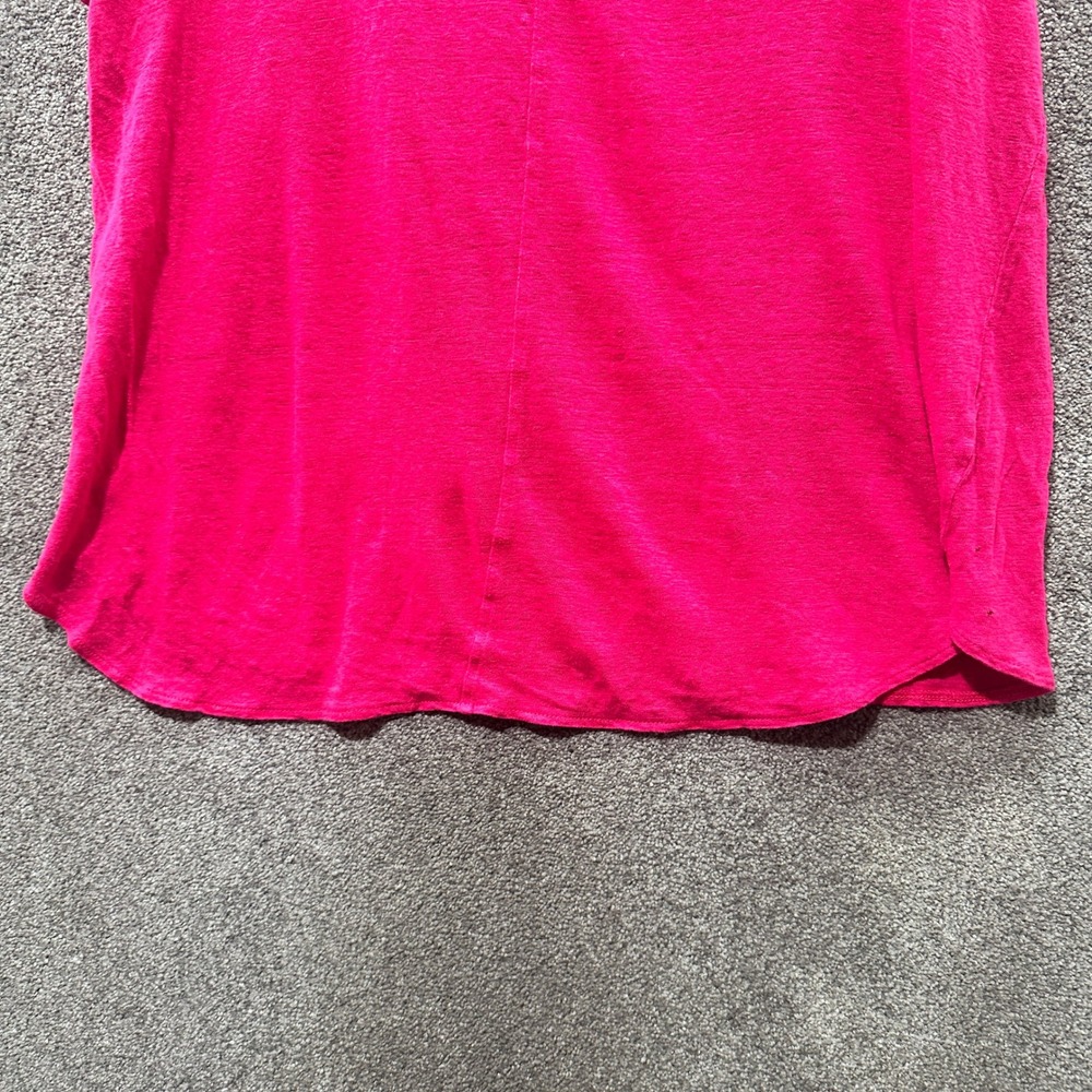 Tahari Blouse Top Women 2X Pink 100% Linen V Neck‎ Short Sleeve T-Shirt - Picture 11 of 11